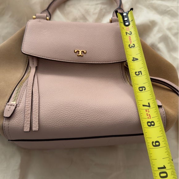 Tory Burch Mixed materials Half Moon Satchel.  Beige and Pink.  NWOT - Picture 8 of 11